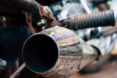 Close-up of motorcycle exhaust