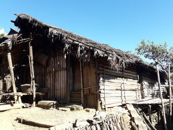 Abandoned built structure against clear sky