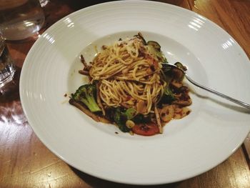 High angle view of meal served in plate