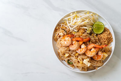 High angle view of food in bowl