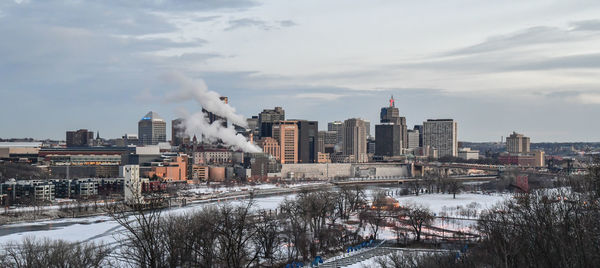 City skyline in winter