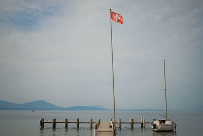 Scenic view of lake against sky