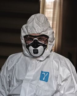 Portrait of man wearing mask