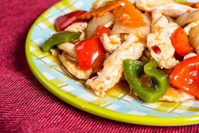 Close-up of food in plate on table