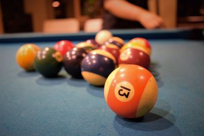 Close-up of balls on table