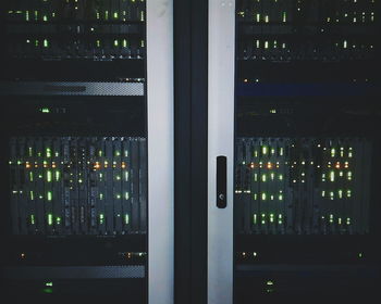 Illuminated modern building at night