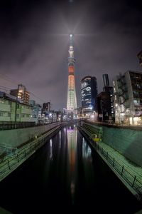 City lit up at night