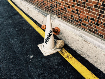 Traffic cone on road