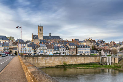 View of nevers from loire river bridge, france
