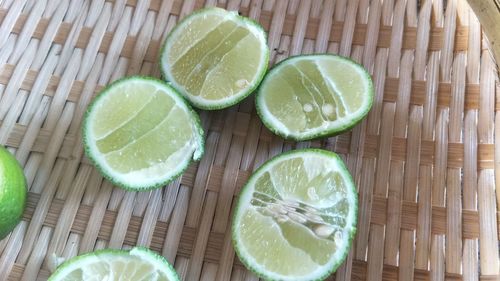 High angle view of lemon on table