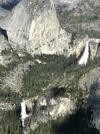 High angle view of landscape and mountains