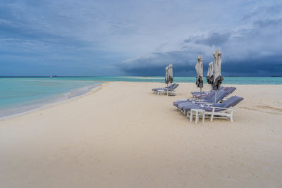 Scenic view of beach against sky