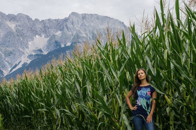Young woman standing in farm