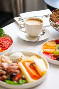 High angle view of food on table