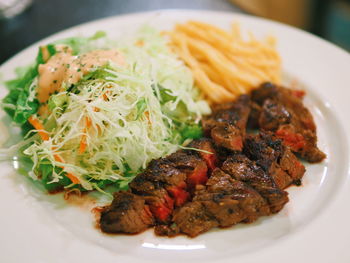 Close-up of meal served in plate