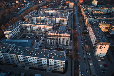 Aerial view of modern residential complex in european city