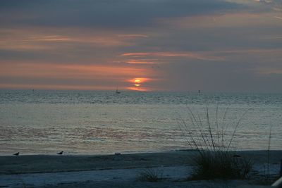 Scenic view of sea at sunset