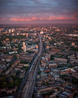 High angle shot of cityscape