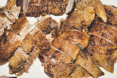 High angle view of food in plate