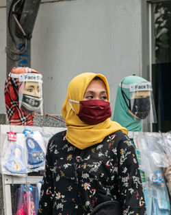 Portrait of woman wearing mask