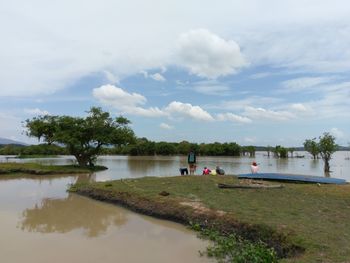 Scenic view of lake against sky