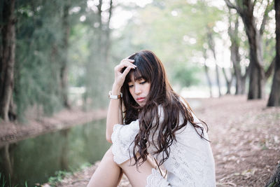 Portrait of woman in a forest