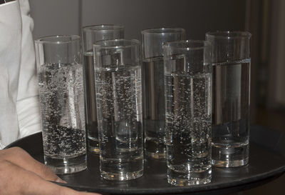 Water glass with drinking water in it for staying hydrated