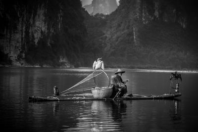 Portrait of senior man in fishing boat