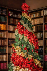 Low angle view of christmas tree