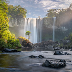 Scenic view of waterfall