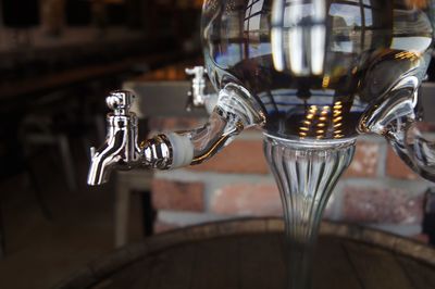 Close-up of beer tap