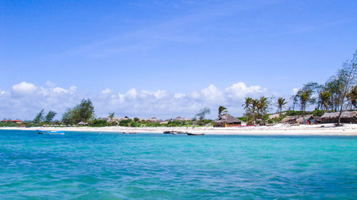 View of sea against blue sky