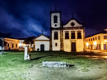 View of illuminated building at night