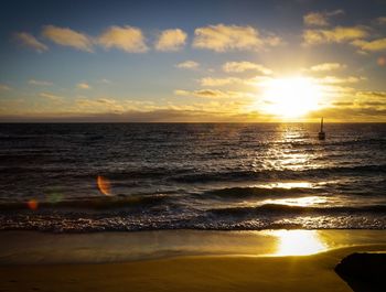 Scenic view of sea during sunset