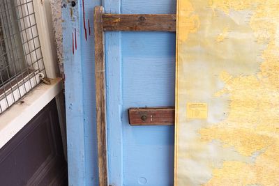 Close-up of blue door