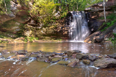 Scenic view of stream flowing through rocks