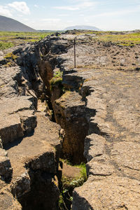 View of old ruin structure on landscape