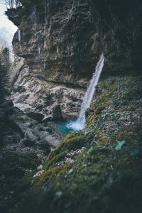 Water flowing through rocks