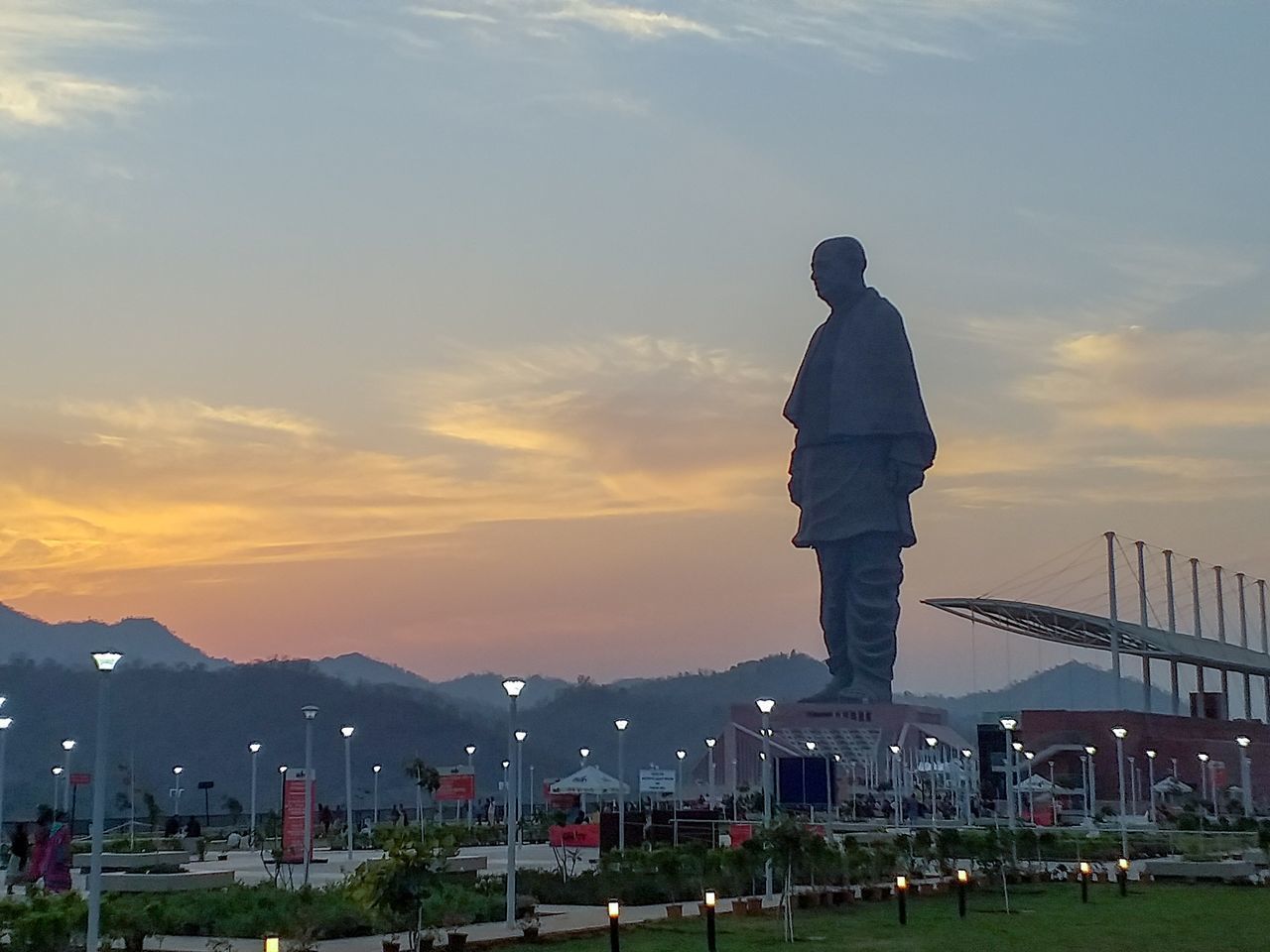 VIEW OF STATUE AT SUNSET