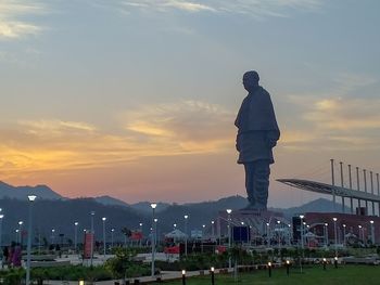 View of sculpture at sunset