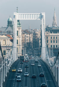 Traffic on elisabeth bridge in budapest, hungary