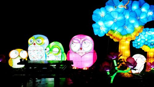 Low angle view of illuminated lanterns