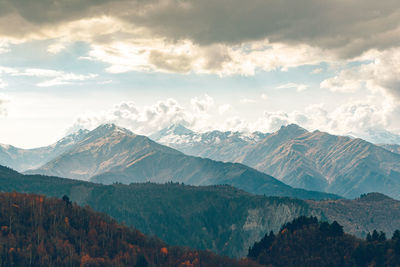 Scenic view of mountains against sky