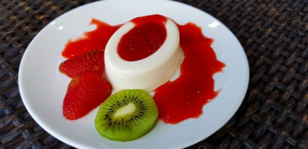 Close-up of dessert in plate on table