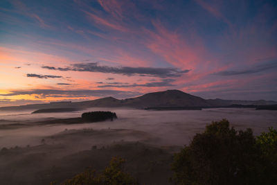 Scenic view of sea against sky during sunrise