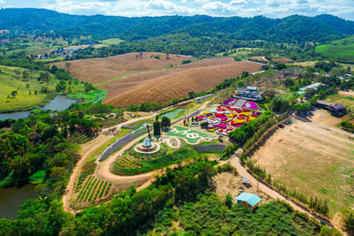 High angle view of road passing through landscape