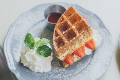 High angle view of dessert in plate