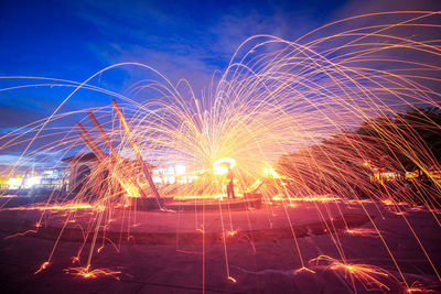 Firework display at night