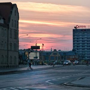 View of city at sunset