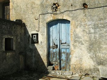 Closed door of building